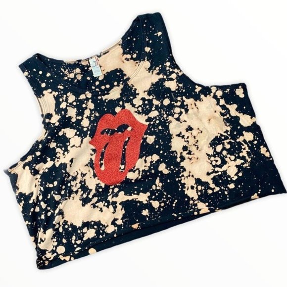 Tops - SOLD!! Rolling Stones Acid Wash Red Tongue Tank